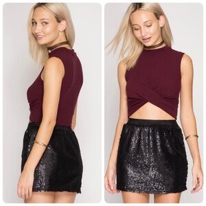 Black Sequin Mini Skirt